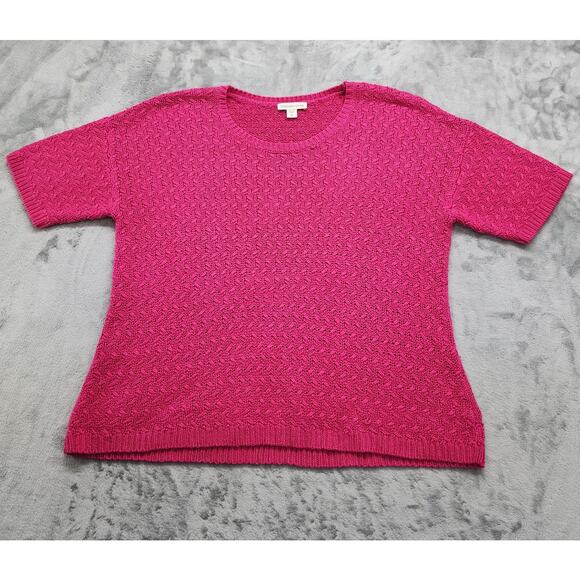 Coldwater Creek Sweater Womens 1X/18 Pink Scoop Neck Short Sleeve Summer Acrylic - Picture 1 of 8
